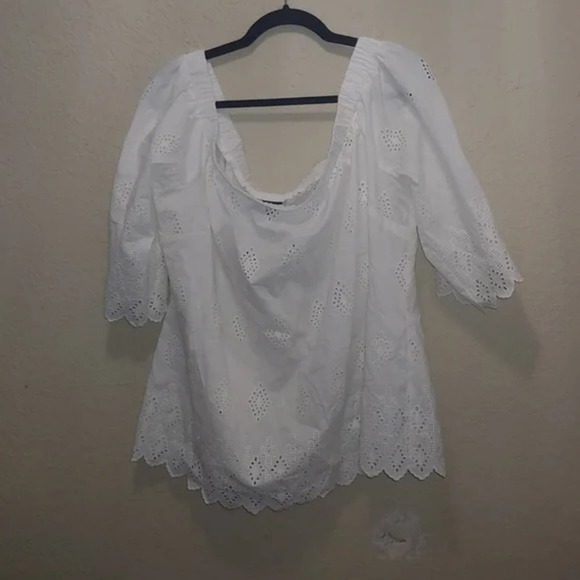 City chic peekaboo Ivory eyelet lace off shoulder top plus size 22 new!!! - Picture 3 of 8